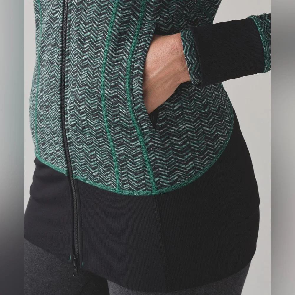 Lululemon Daily Practice Jacket Irregular Spacebone Sea Mist Deep Green / Black - Picture 6 of 16